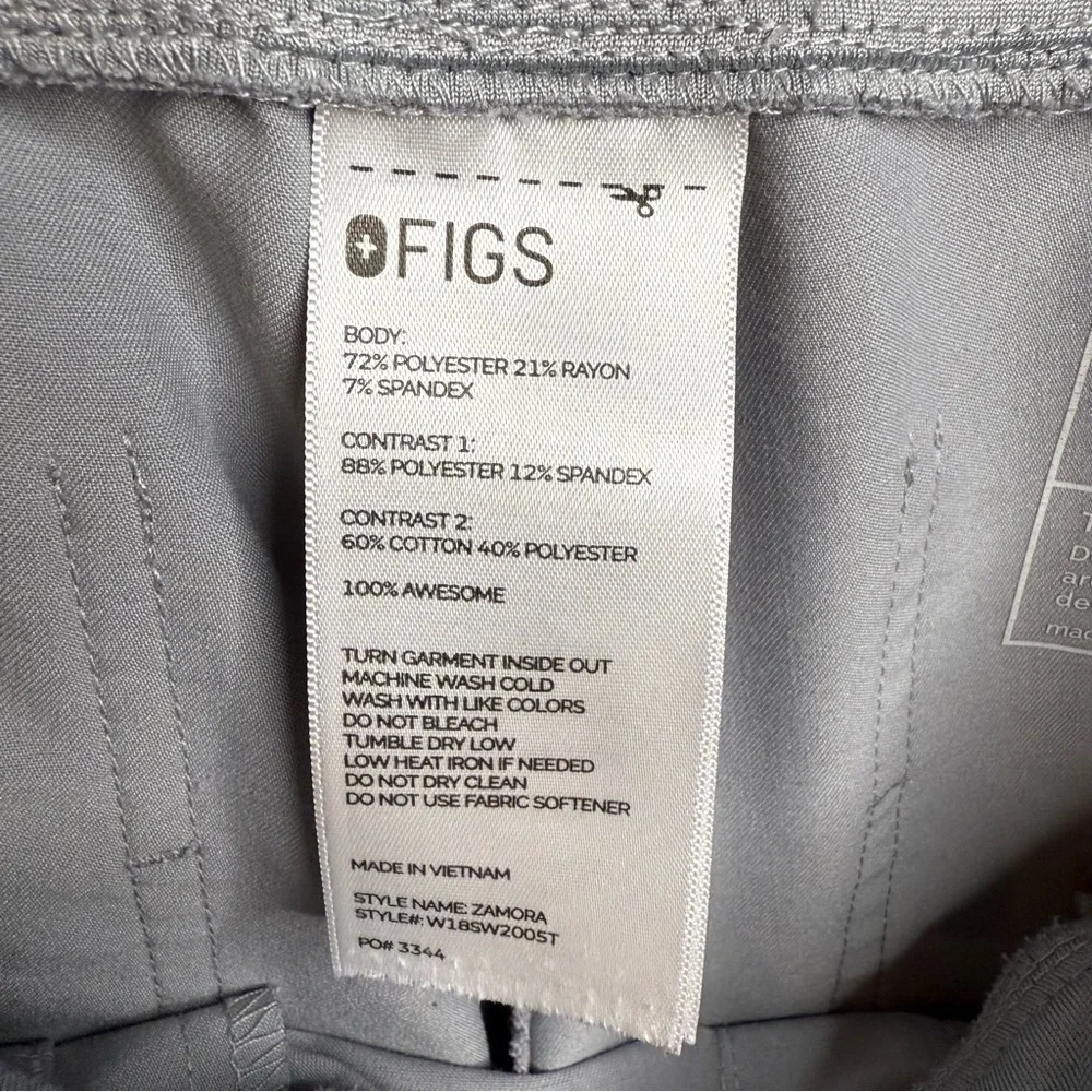 Figs Tansen Jogger Scrub Pants Gray with Red Drawstring Size Medium Tall GUC